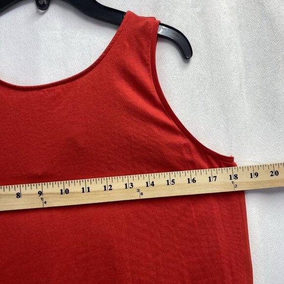 LOFT Sleeveless Round Neck Tank Top Women Medium Red Semi-Sheer Keyhole Back - Picture 3 of 11